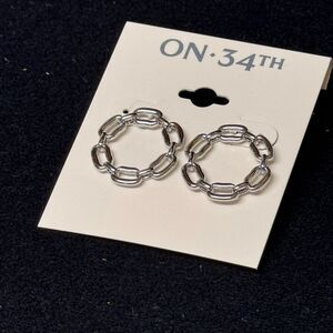 ON 34th Silver Chain Link Ring Earrings 1 Inch